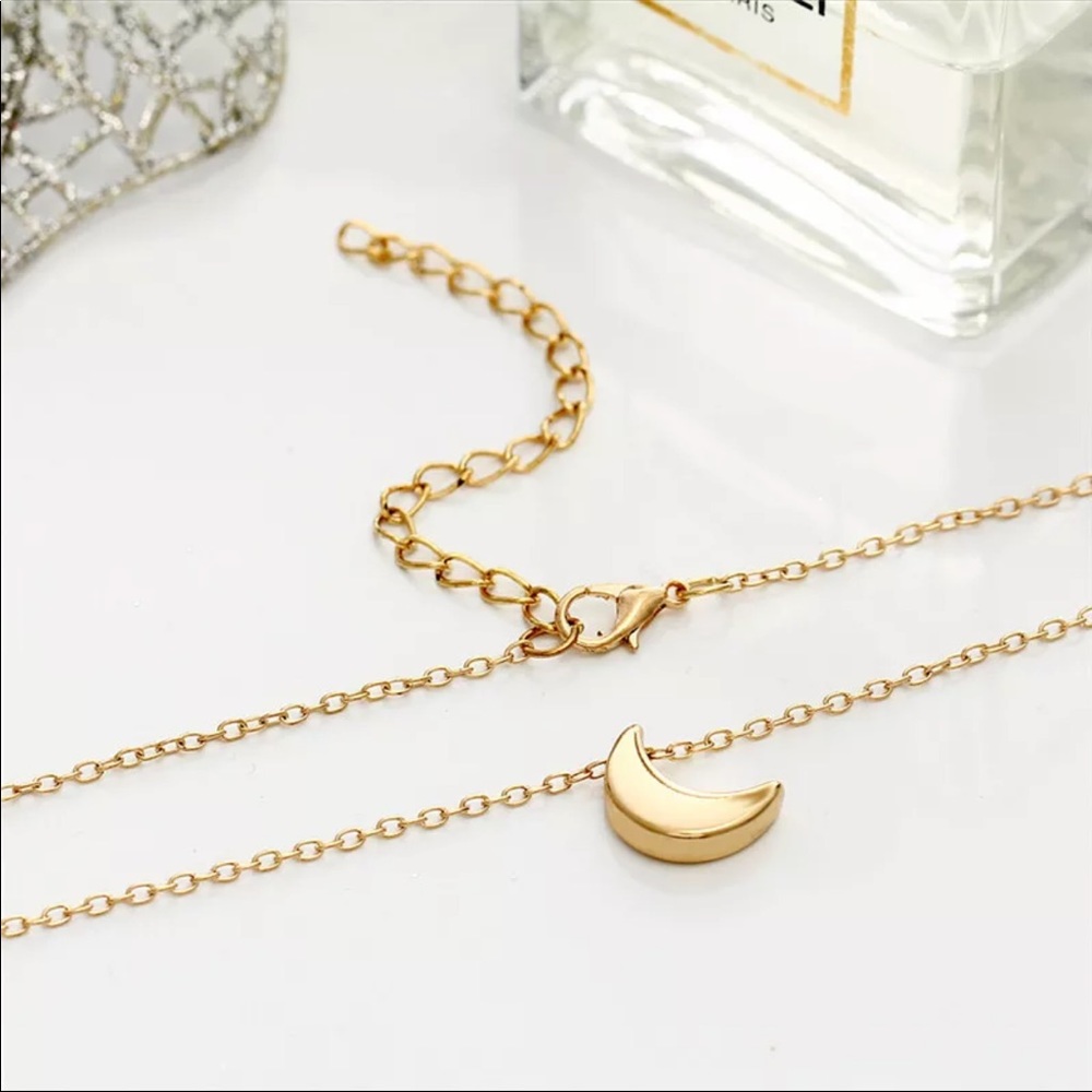 2/$10 NEW! Dainty Moon Necklace Pendant Cute Gold Simple Bohemian - Picture 3 of 6